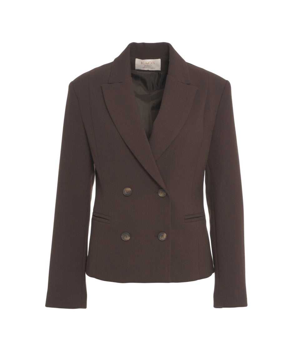 Kaos Double-Breasted Structured Blazer With Notched Lapel