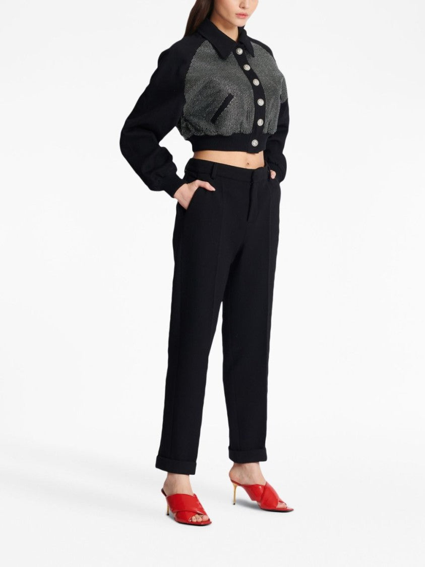 Balmain High-Waisted Tapered-Leg Trousers With Cuffed Hems