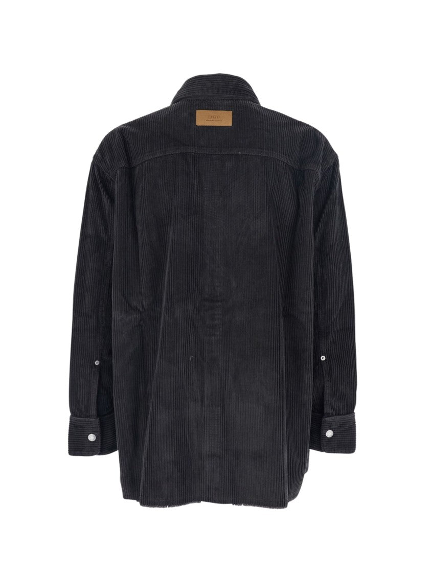 Ami Paris Black Snap Button Corduroy Shirt