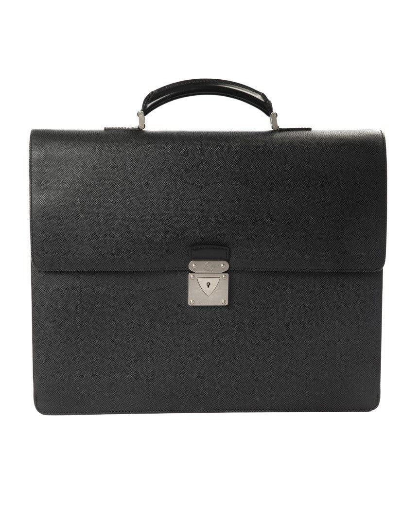 Louis Vuitton Black 24 Taiga Leather Document Briefcase