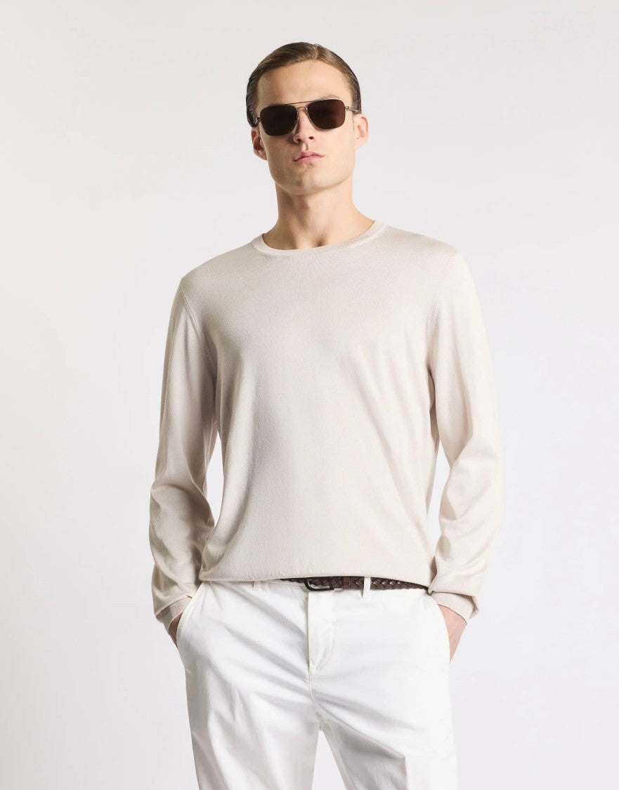 Fay Crew Neck Knitwear In Stucco Tone