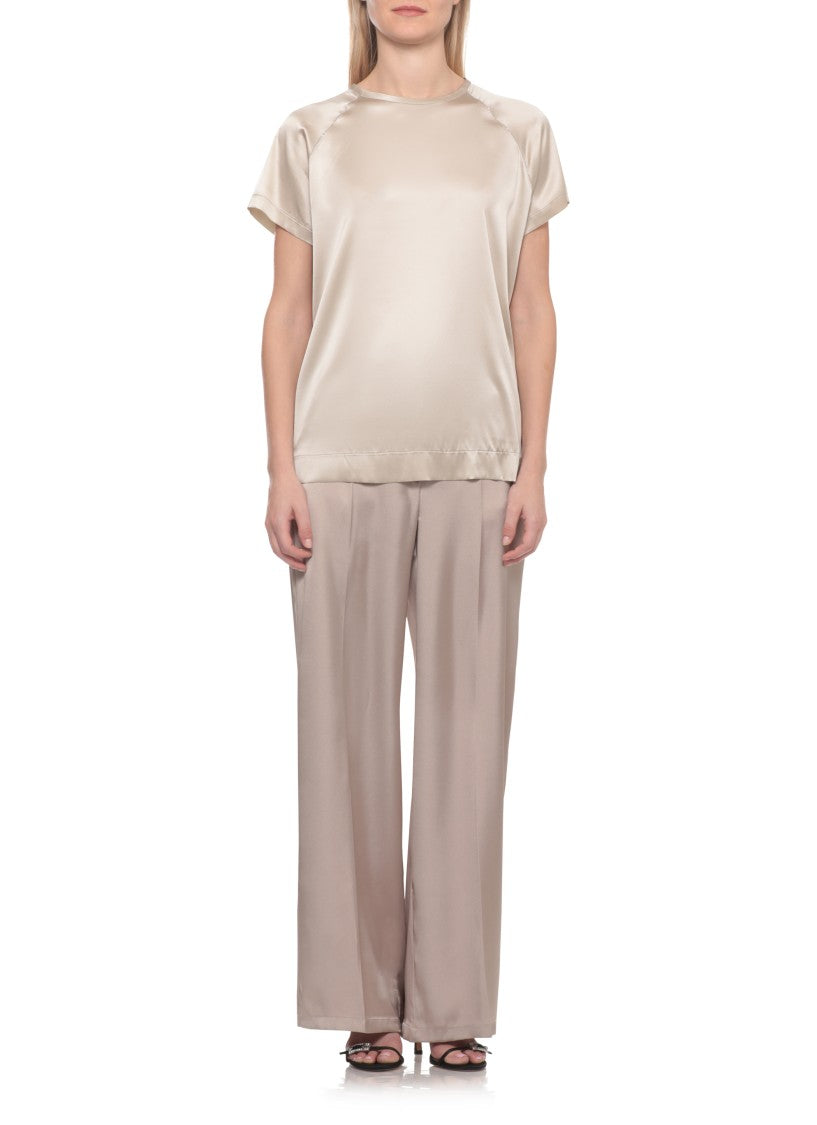 Panicale Ivory Silk Short Sleeve Blouse