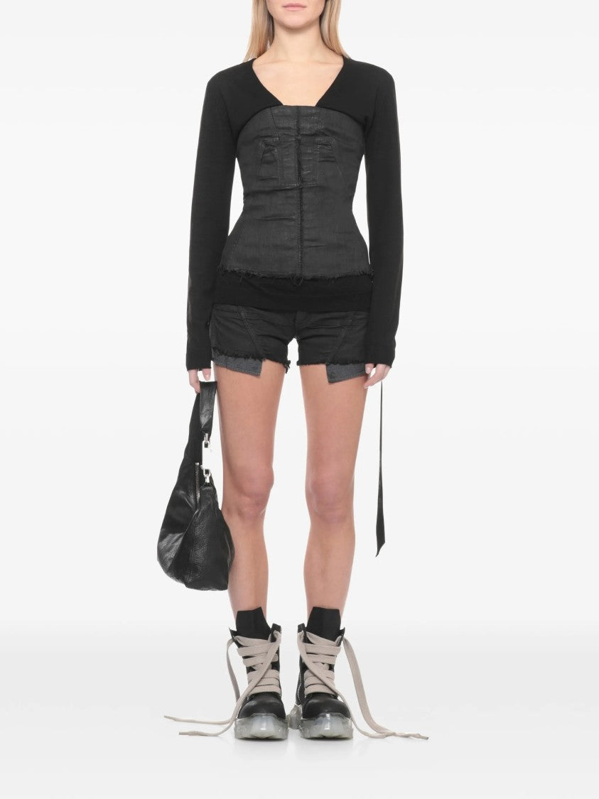 Rick Owens Black V Neck Fitted Top