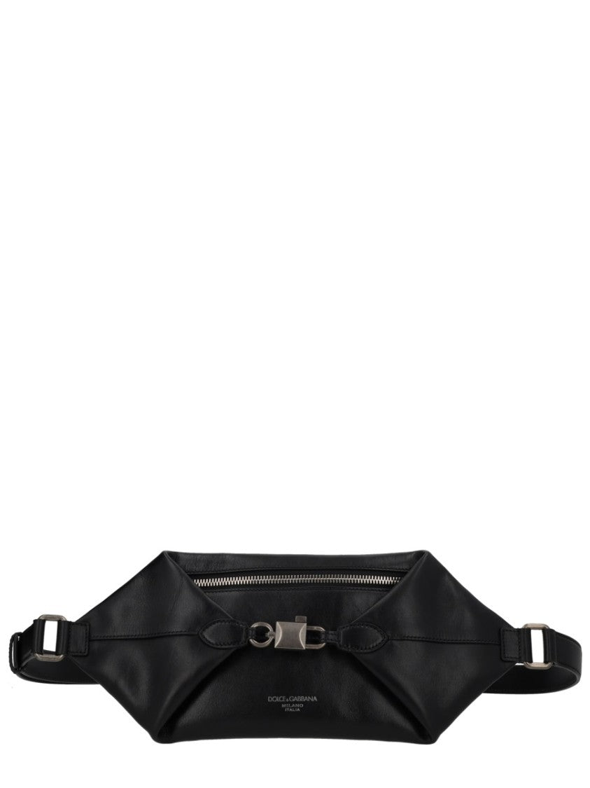 Dolce & Gabbana Black Lock Metallic Central Clutch