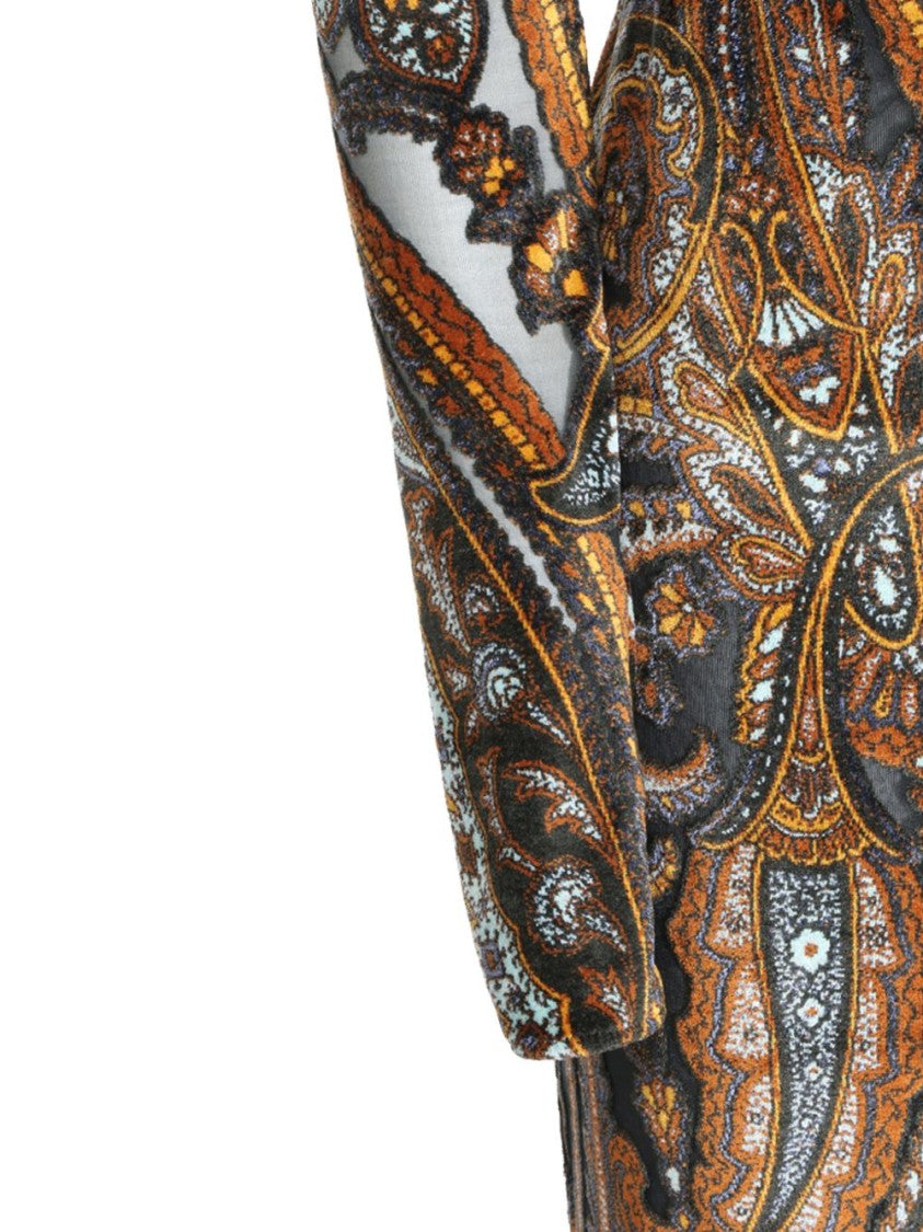 Etro Paisley-Print High-Neck Midi Dress