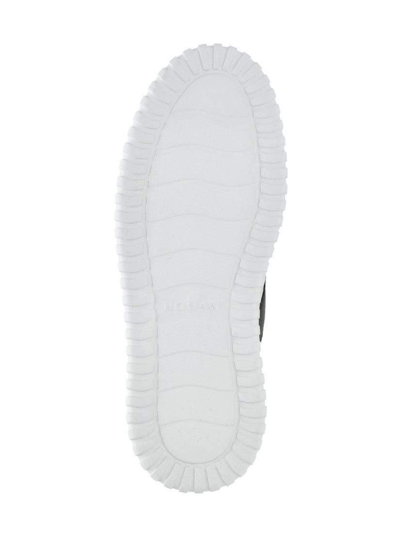 Hogan White H-Stripes Leather Sneakers