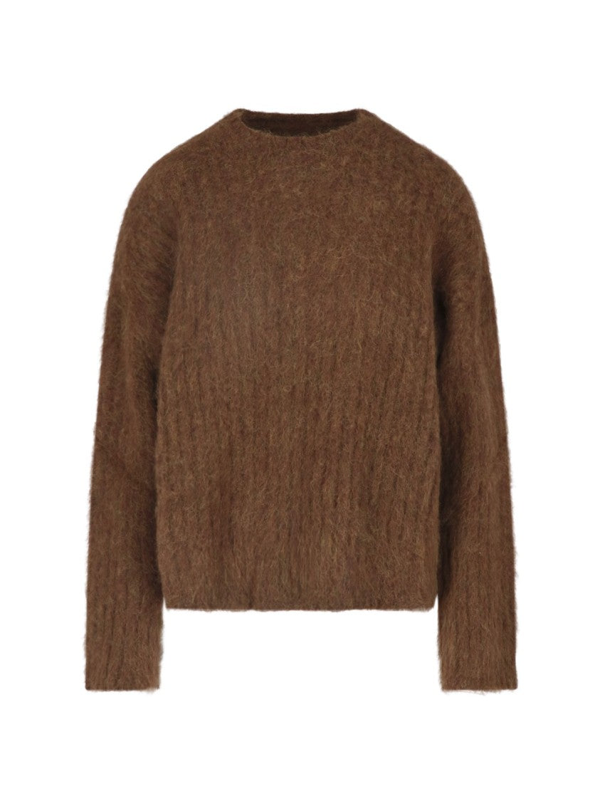Uma Wang Brown Crewneck Alpaca-Blend Knit Sweater