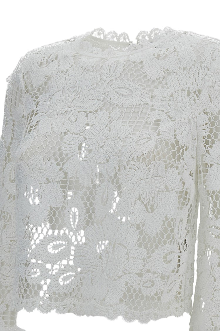 Self-Portrait White Crochet Lace Top