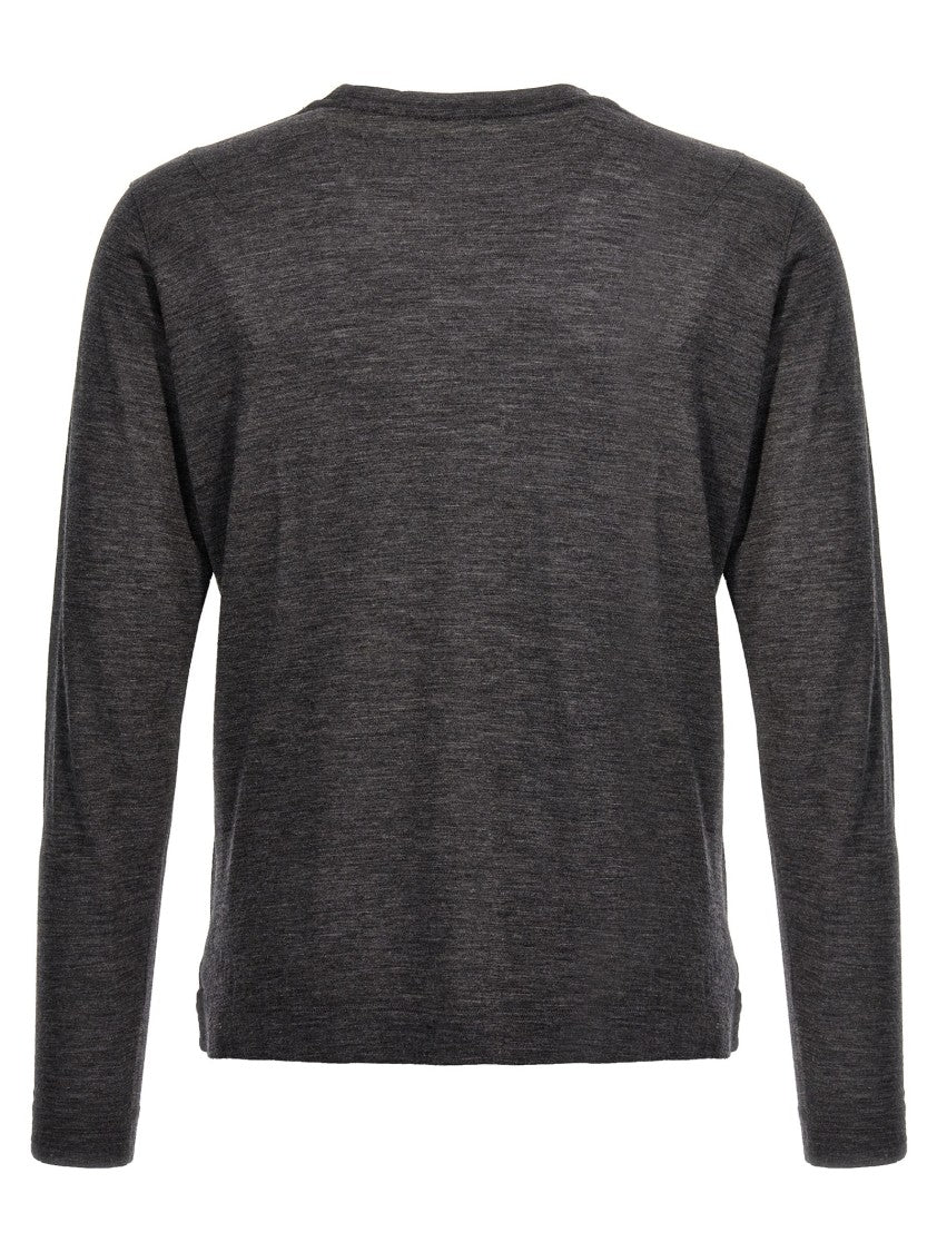 Zanone Heathered Grey Crewneck Wool Sweater With Classic Fit