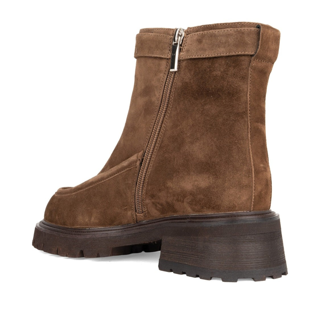 Linda Baumann Brown Decorative Buckle Chunky Sole Suede Boots