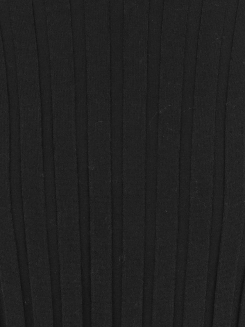 Allude Black Ribbed Fitted High Neck Sweater