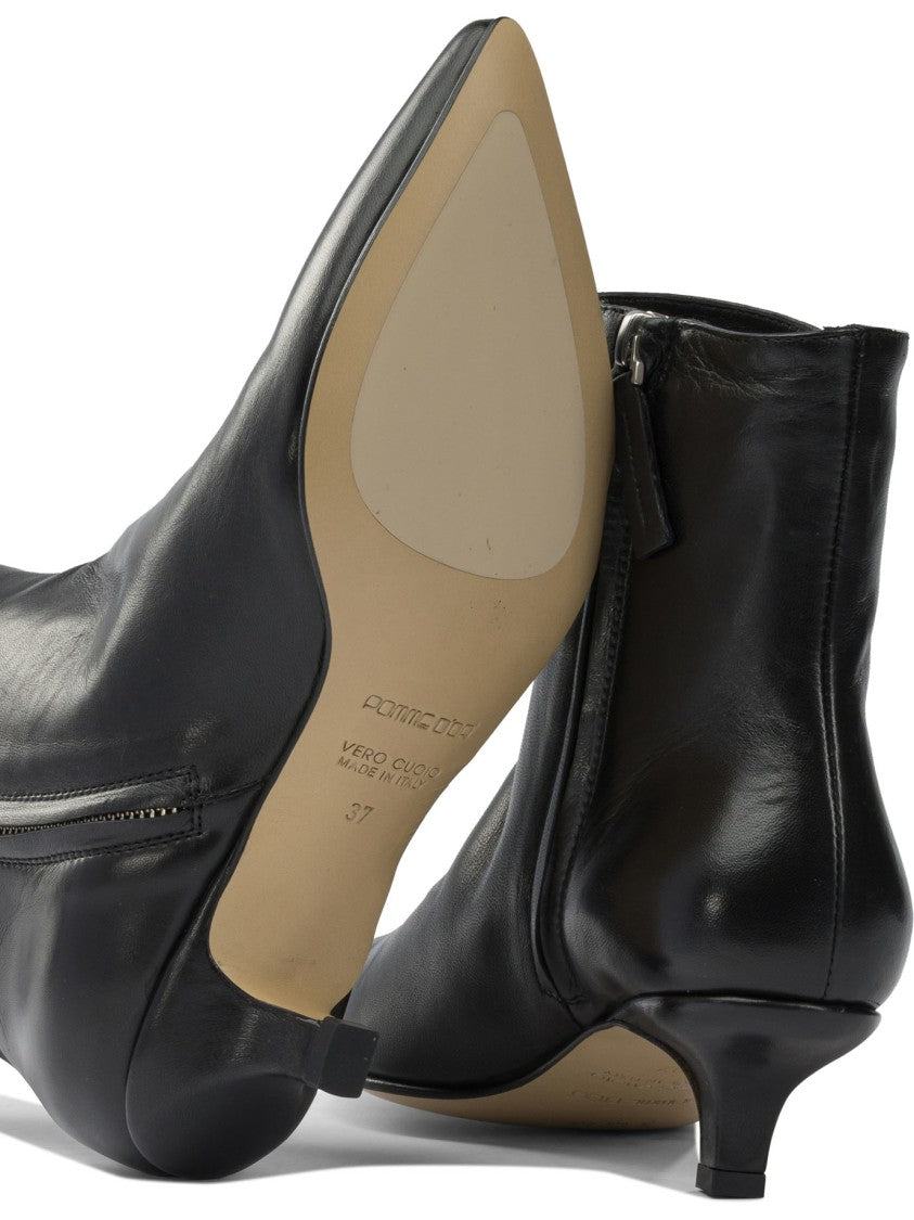 Pomme D'or Elegant Pointed-Toe Ankle Boots With Silhouette