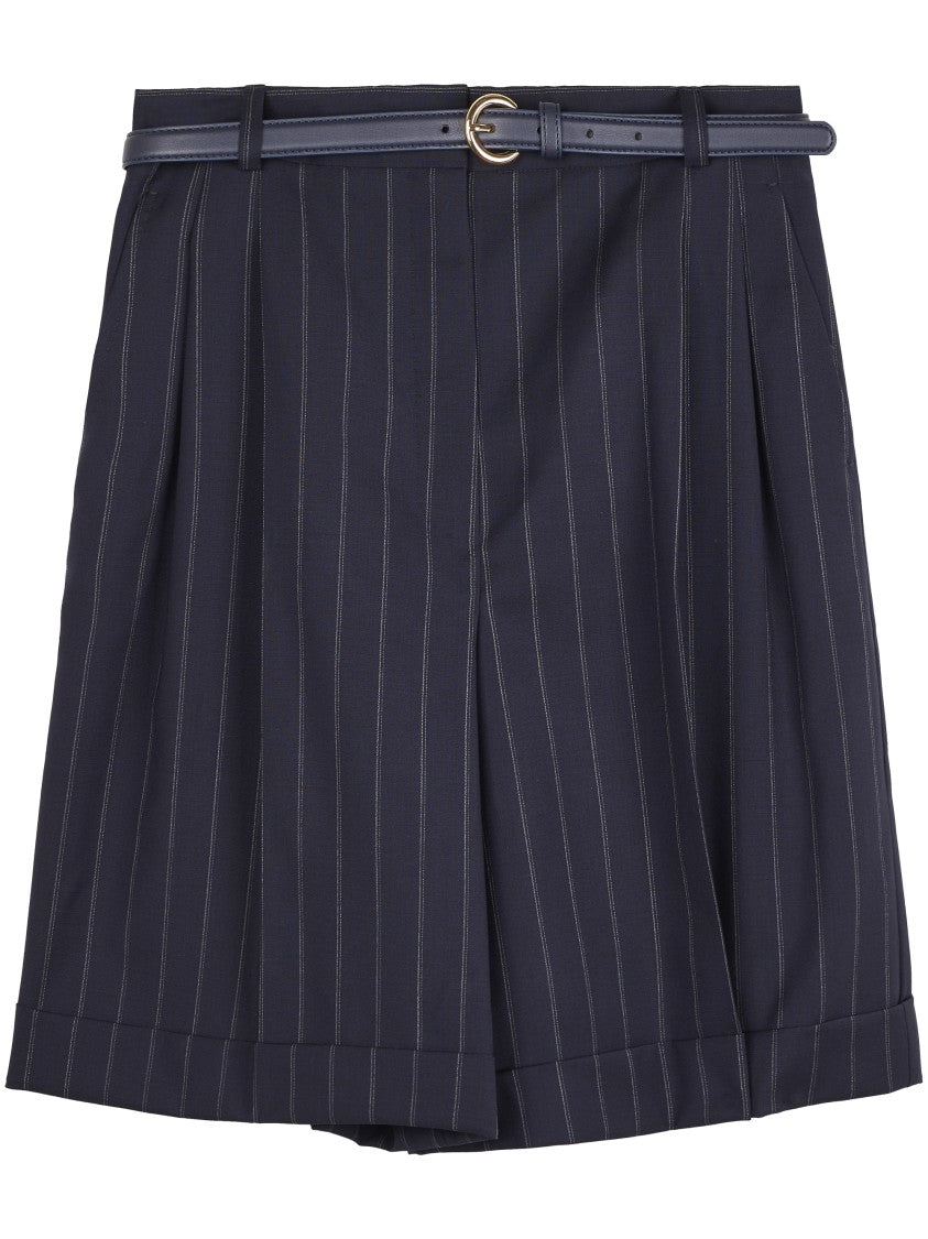 Max Mara Tailored Blue Shorts With Vertical Pinstripes