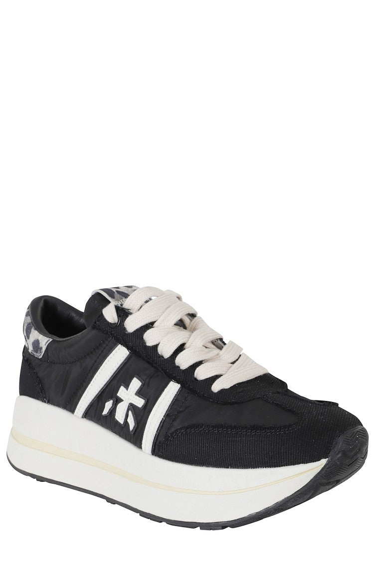 Premiata Black Bethcoin 8150 White-Logo Leather Sneakers