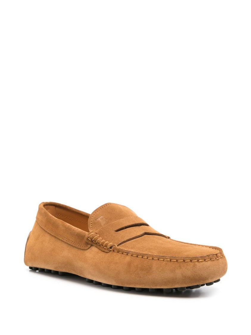 Tod's Caramel Brown Suede Moccasin-Style Flat Shoes