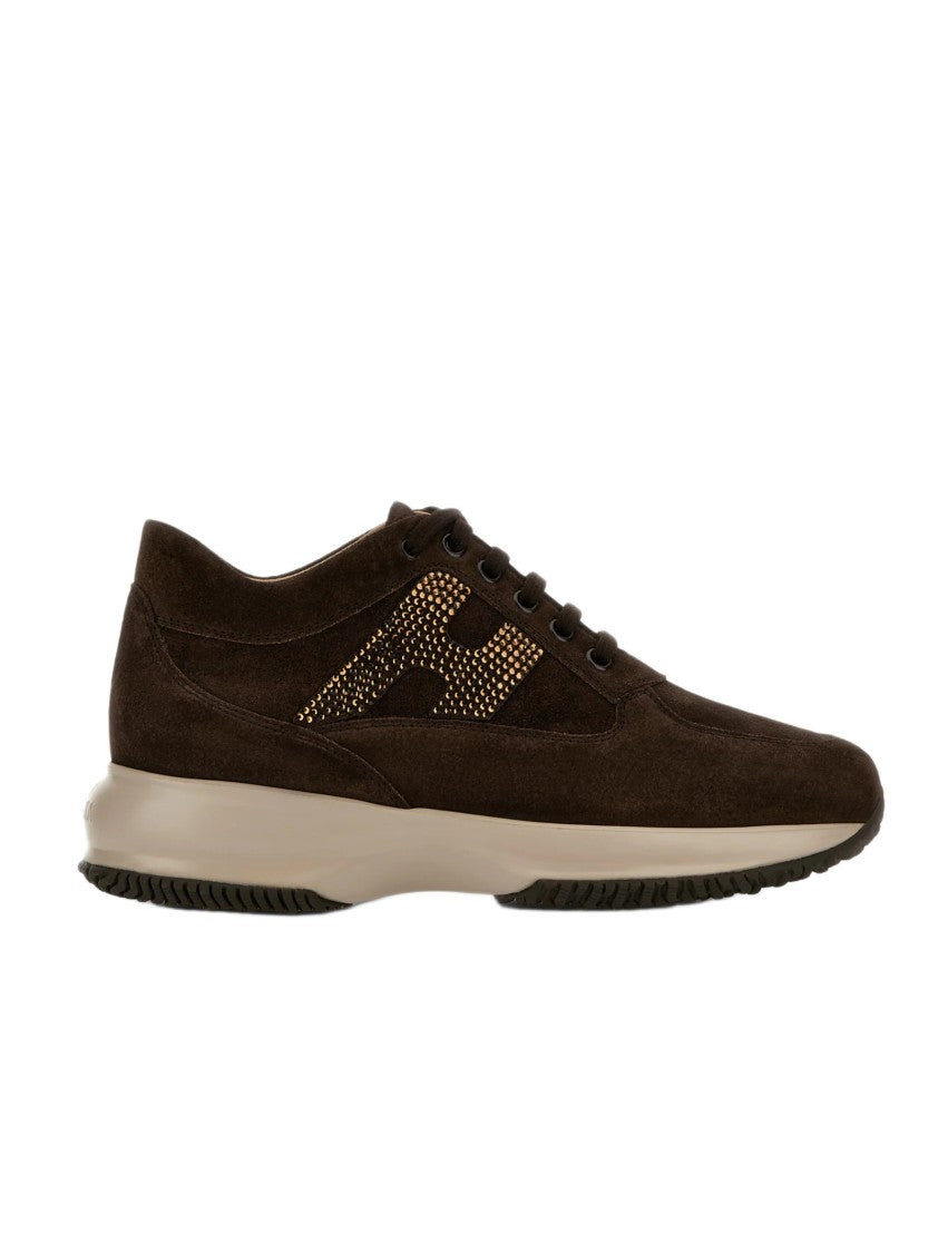 Hogan Timeless Suede Sneakers With Rhinestone Accent