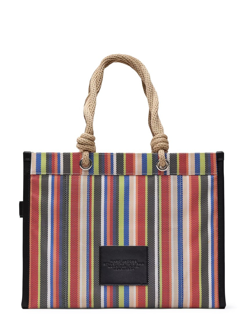 Marc Jacobs Rectangular Tote Bag With Multicolor Stripe Pattern
