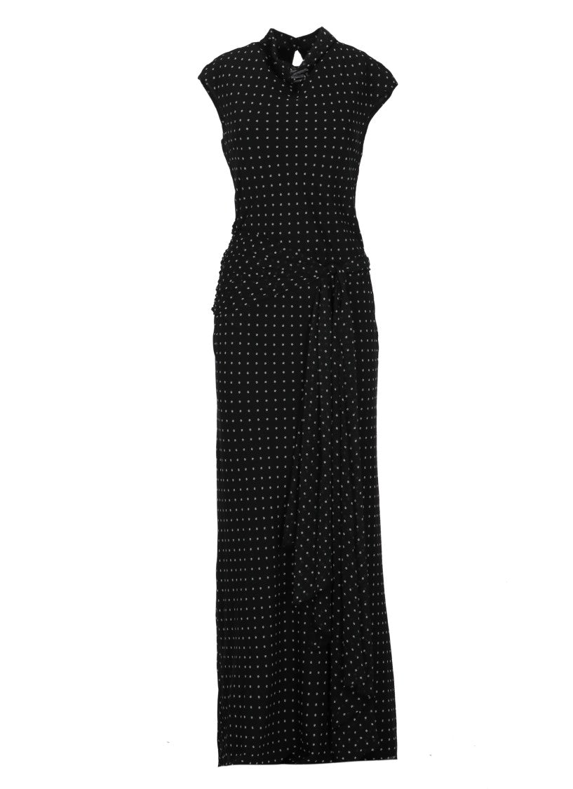 Rotate Maxi Dress With Round Neckline And Drape Detail