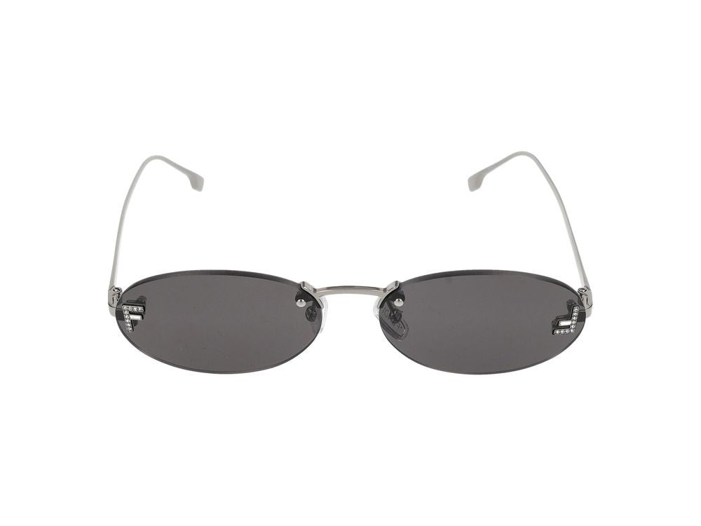 Maison Fendi Black Oval Metal Sunglasses