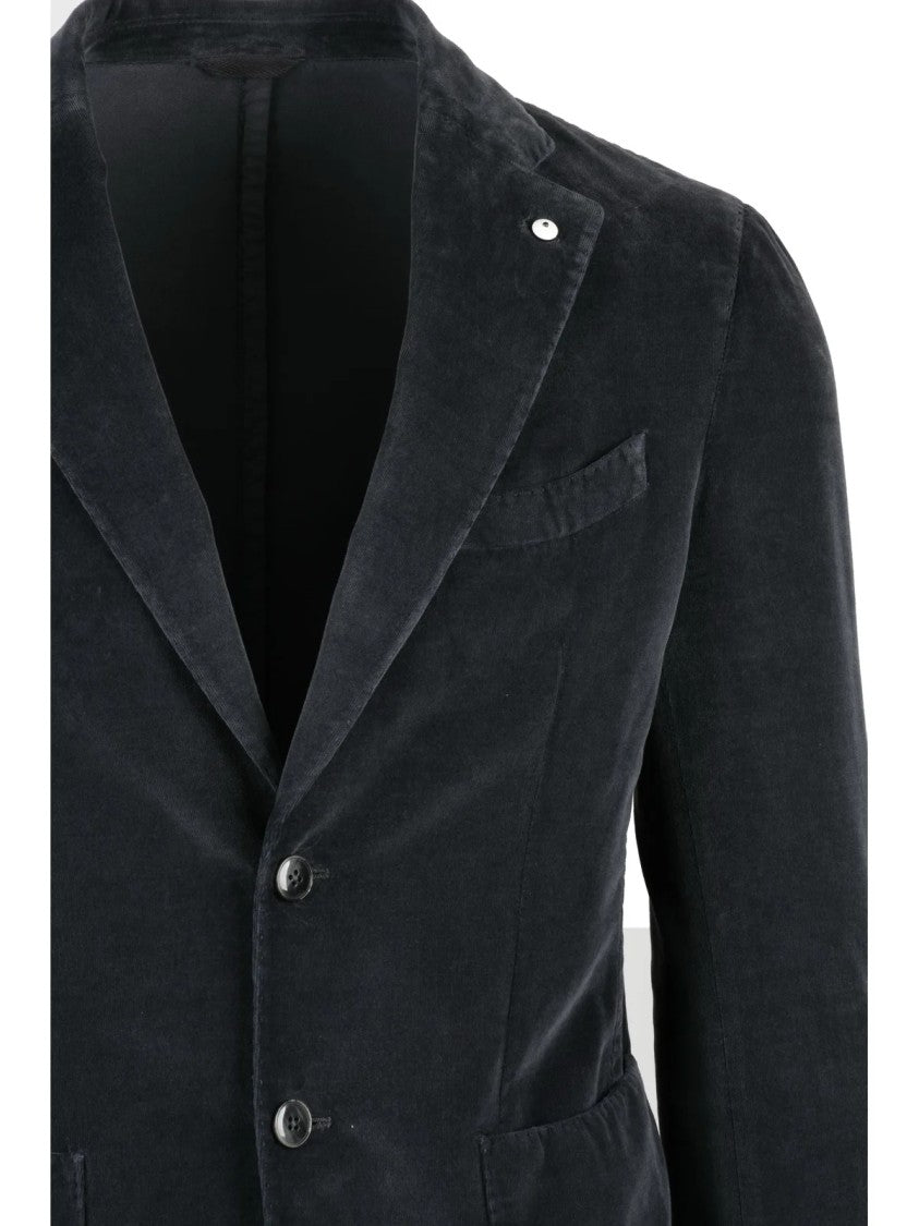 L.B.M. 1911 Soft Cotton Velvet Jacket With Button Closure And Rounded Silhouette