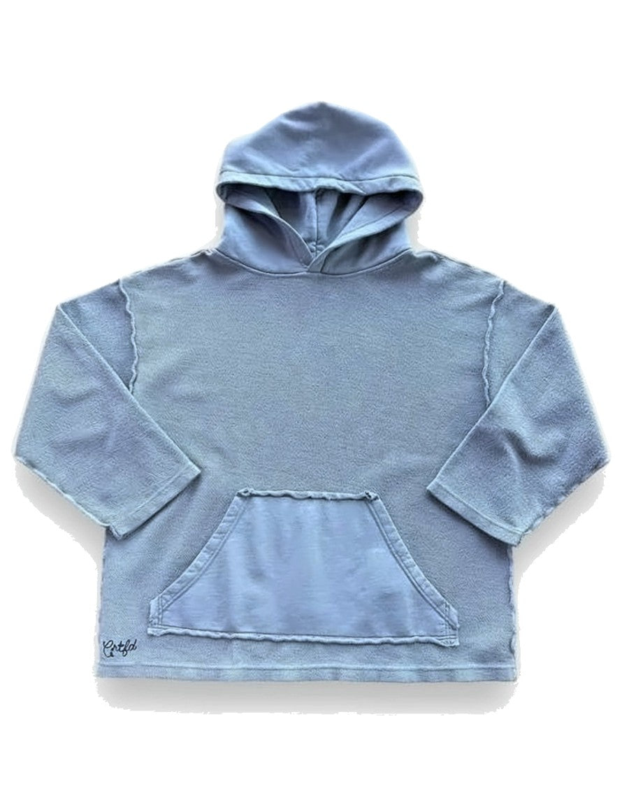 Crtfd Relaxed Fit Blue Cotton Hoodie With Embroidered Branding