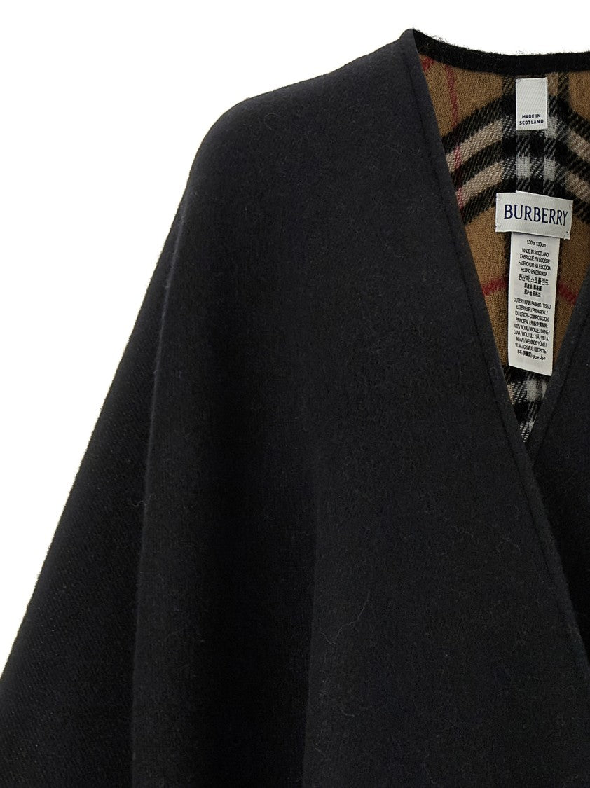 Burberry Fringed Wool Cape