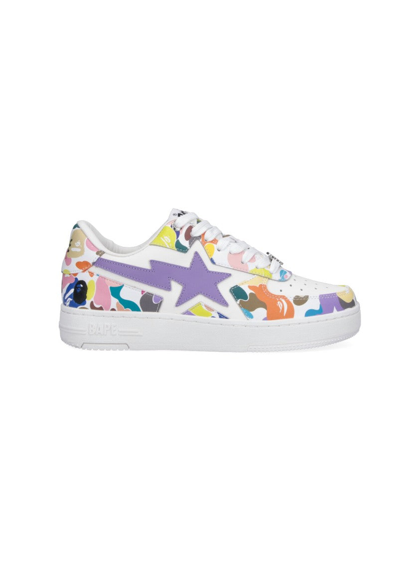 Bape White Multicolor Camouflage Low-Top Star Sneakers