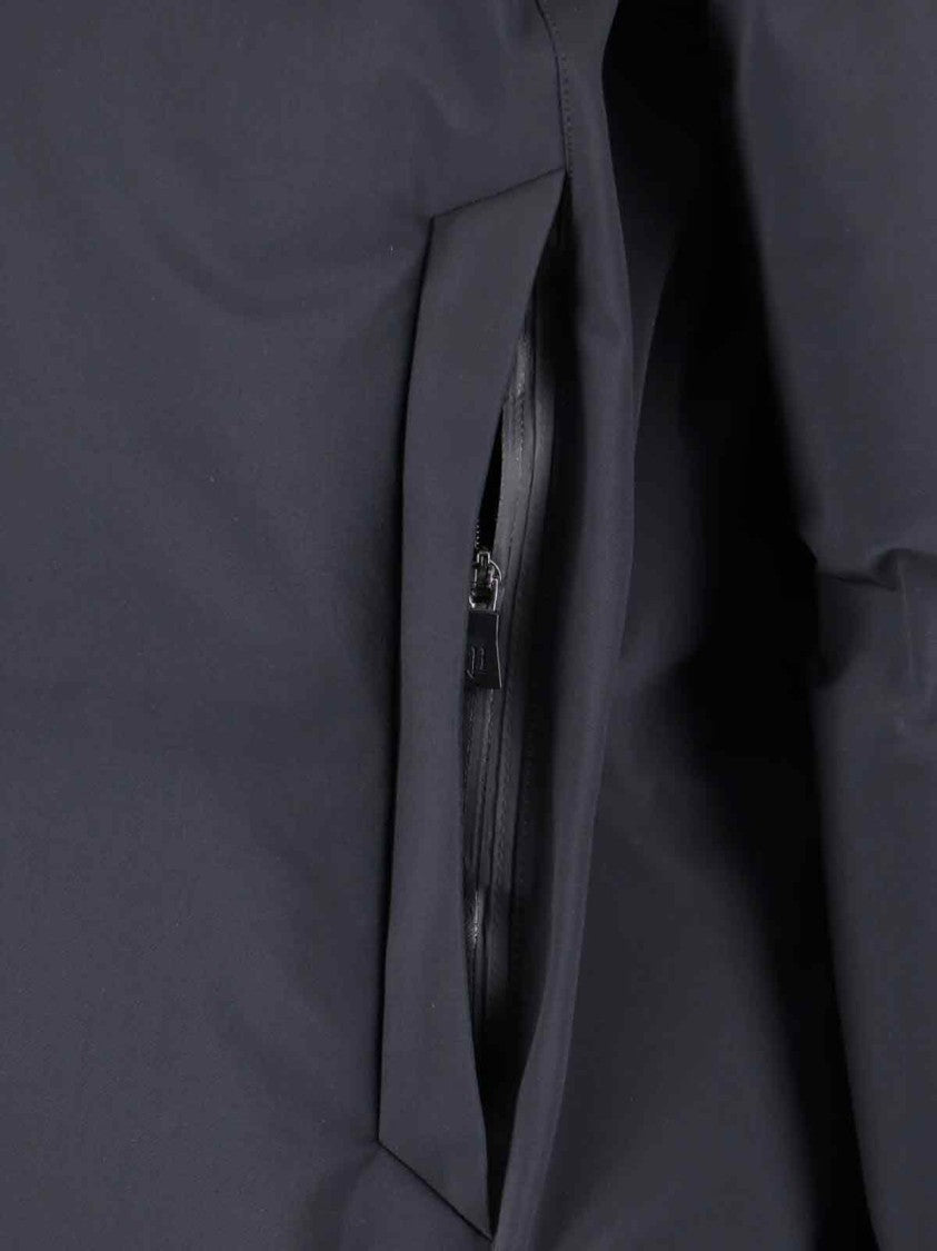 Herno Black Quilted Hooded Zip Jacket