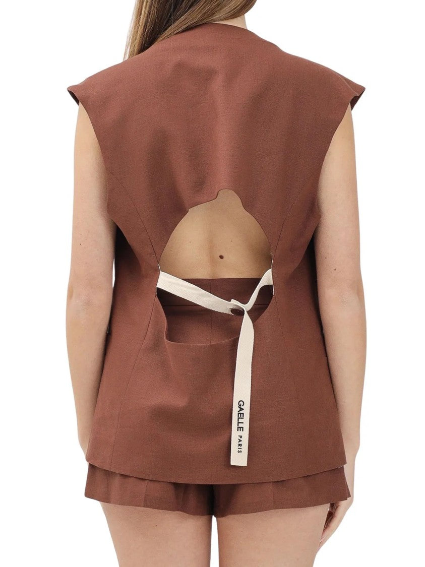 Gaëlle Brown Linen Viscose Vest