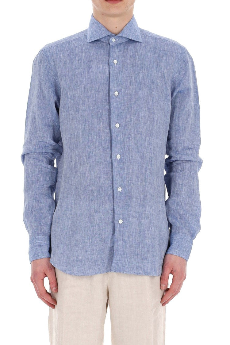 Barba Dandylife Line Solid Linen Tailored Shirt