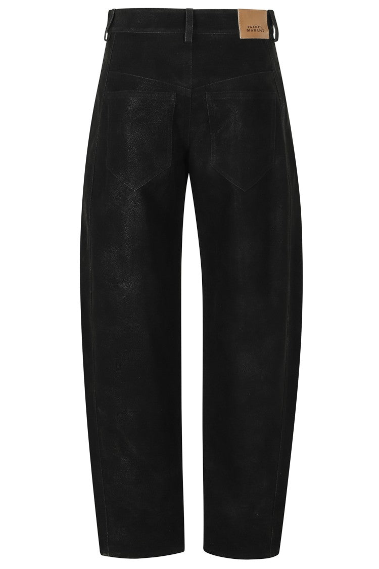 Isabel Marant Étoile Black Belky Gc Distressed Faux Suede Barrel Pants