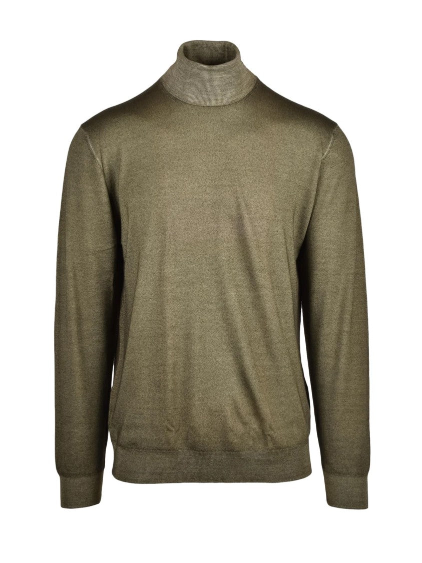 Mauro Ottaviani Olive Green Merino Wool Turtleneck Sweater