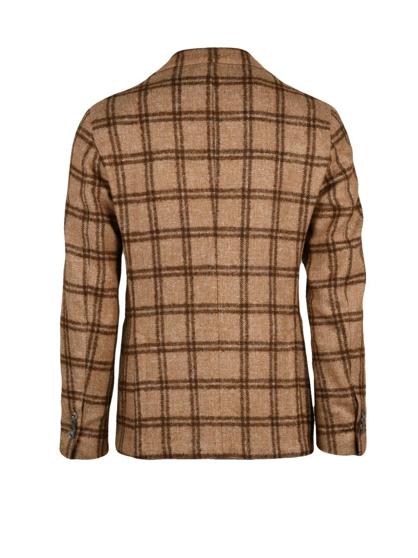L.B.M. 1911 Tailored Brown Checkered Jacket With Classic Silhouette