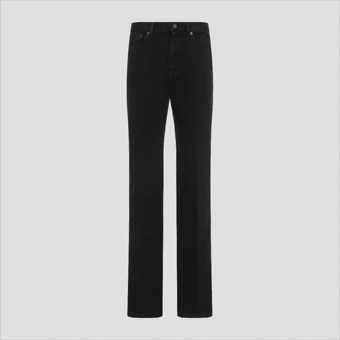 Saint Laurent Straight-Leg Black Denim Pants With Mid-Rise Waist