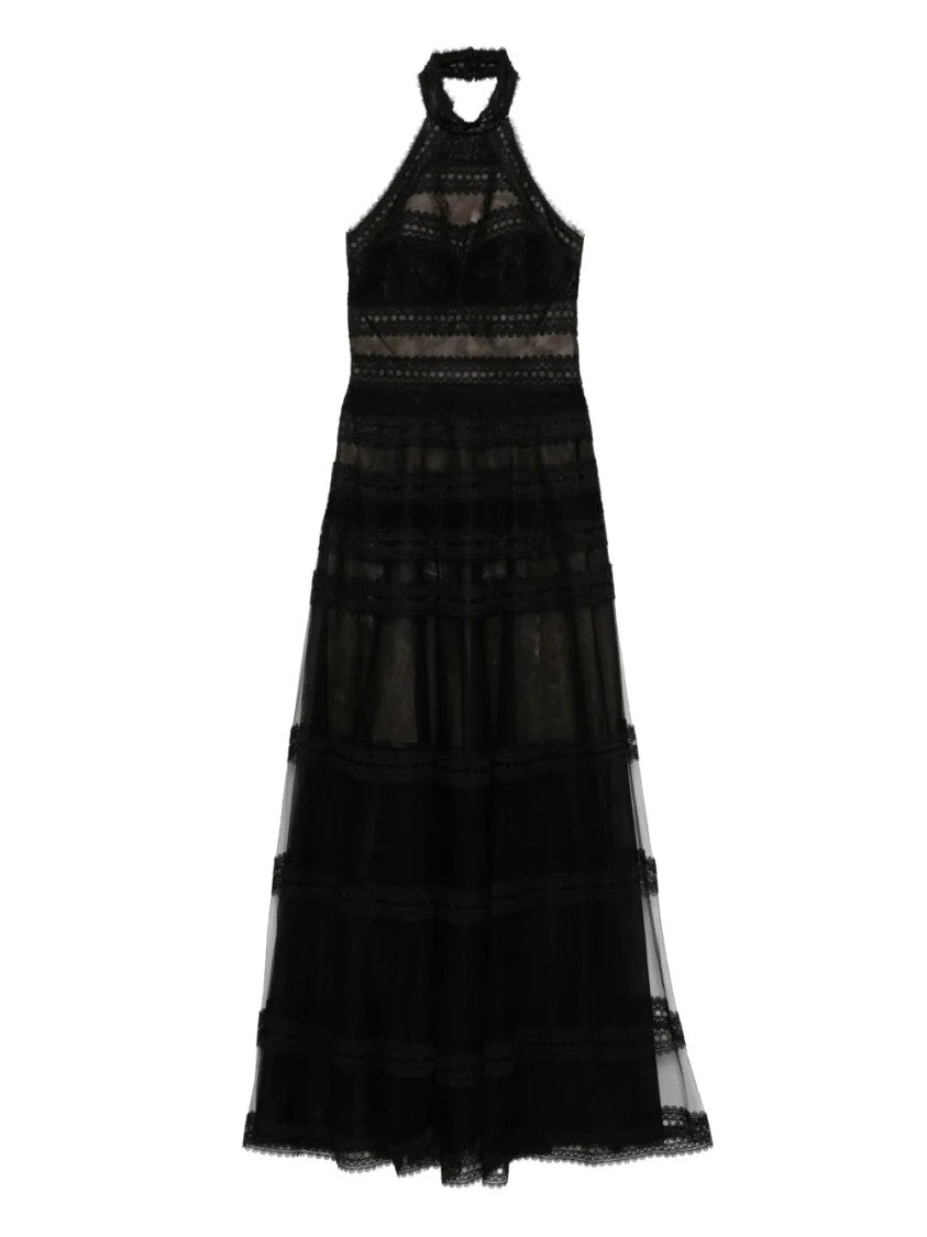 Saiid Kobeisy Lace Striped Long Dress