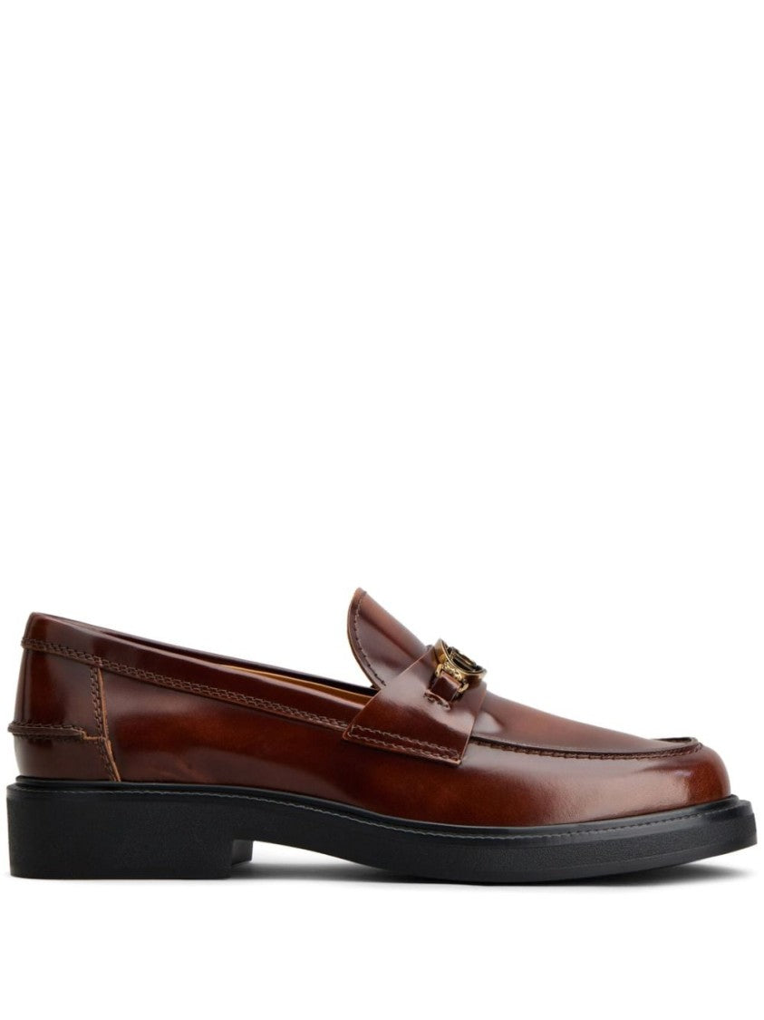 Tod's Brown Leather Loafers With Polished Finish
