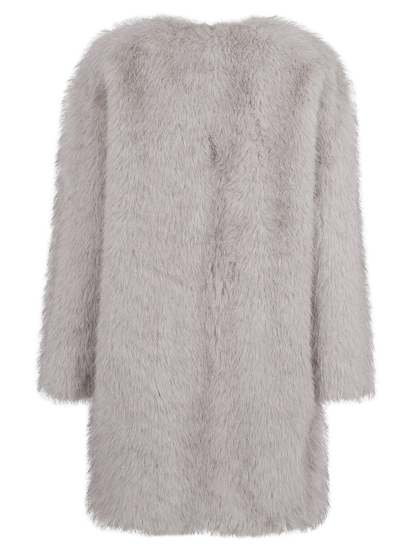 Max Mara Plush Faux Fur Coat With Seamless Design