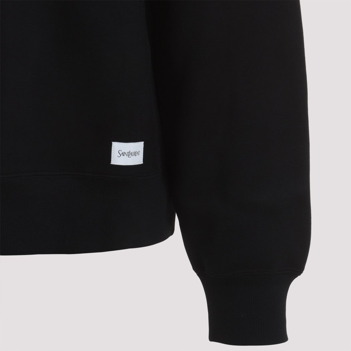Saint Laurent Classic Black Cotton Sweatshirt With Ribbed Cuffs