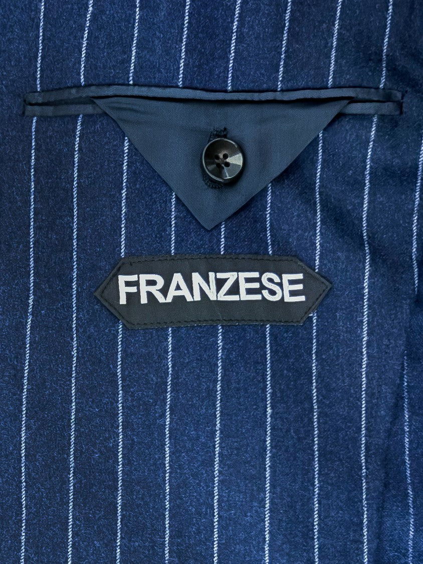 Franzese Collection Navy Blue Pinstriped Double-Breasted Blazer
