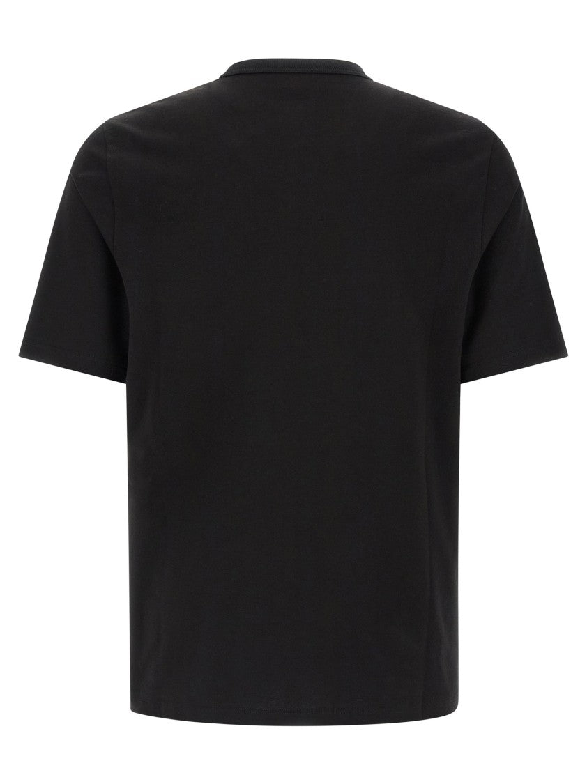 Saint Laurent Black Cotton T-Shirt With Tone-On-Tone Embroidery