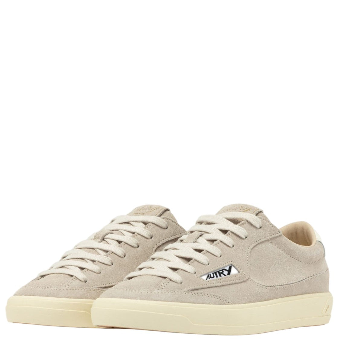 Autry Beige Low Sneakers With Round Toe And Logo Details
