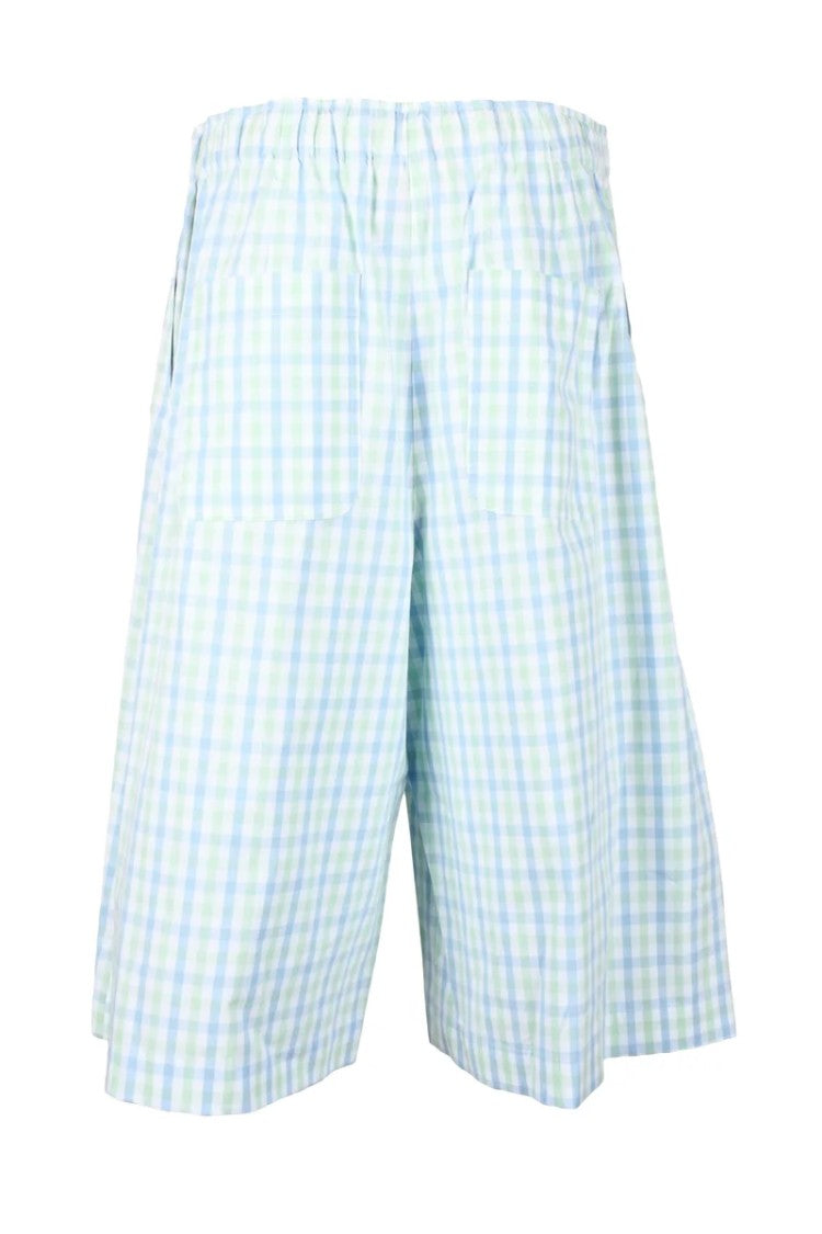 Semi Couture Relaxed Fit Checkered Trousers With Beige Drawstring