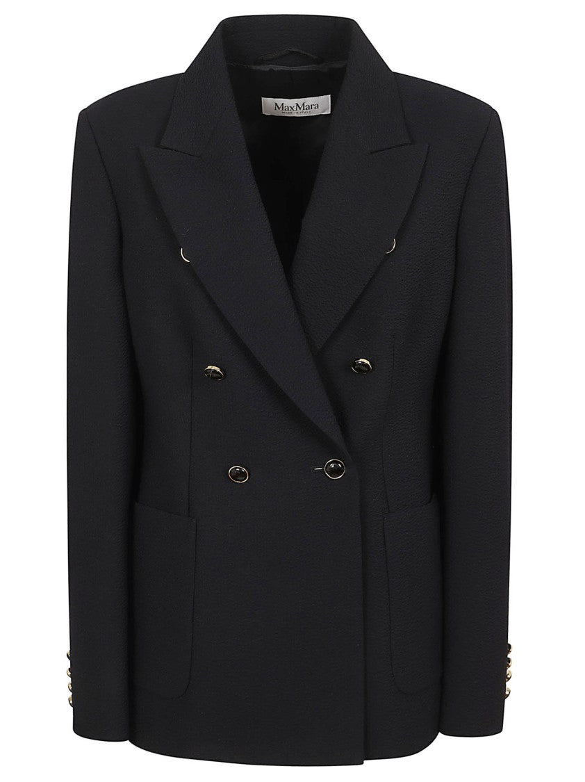 Max Mara Double-Breasted Fitted Blazer With Peak Lapel And Patch Pockets