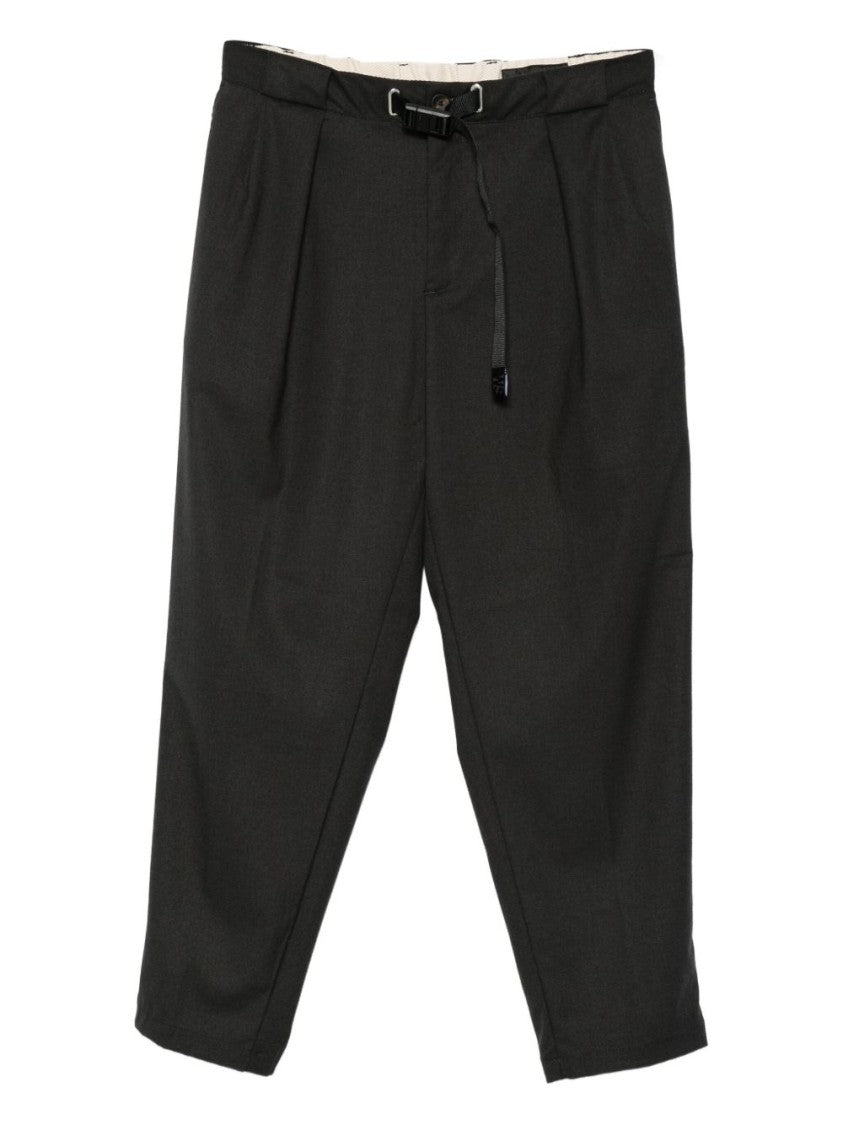 White Sand Tailored Black Trousers With Buckle Belt Detail
