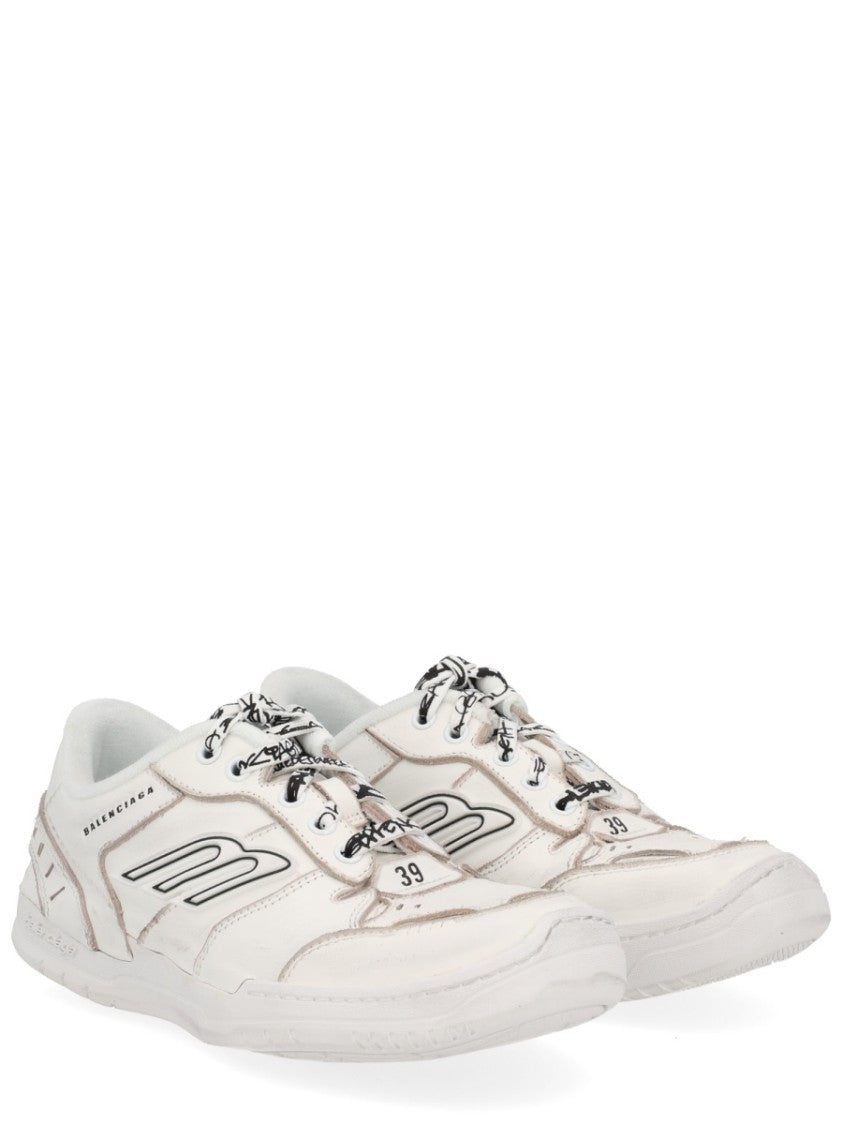 Balenciaga Hamptons Distressed Leather Sneakers
