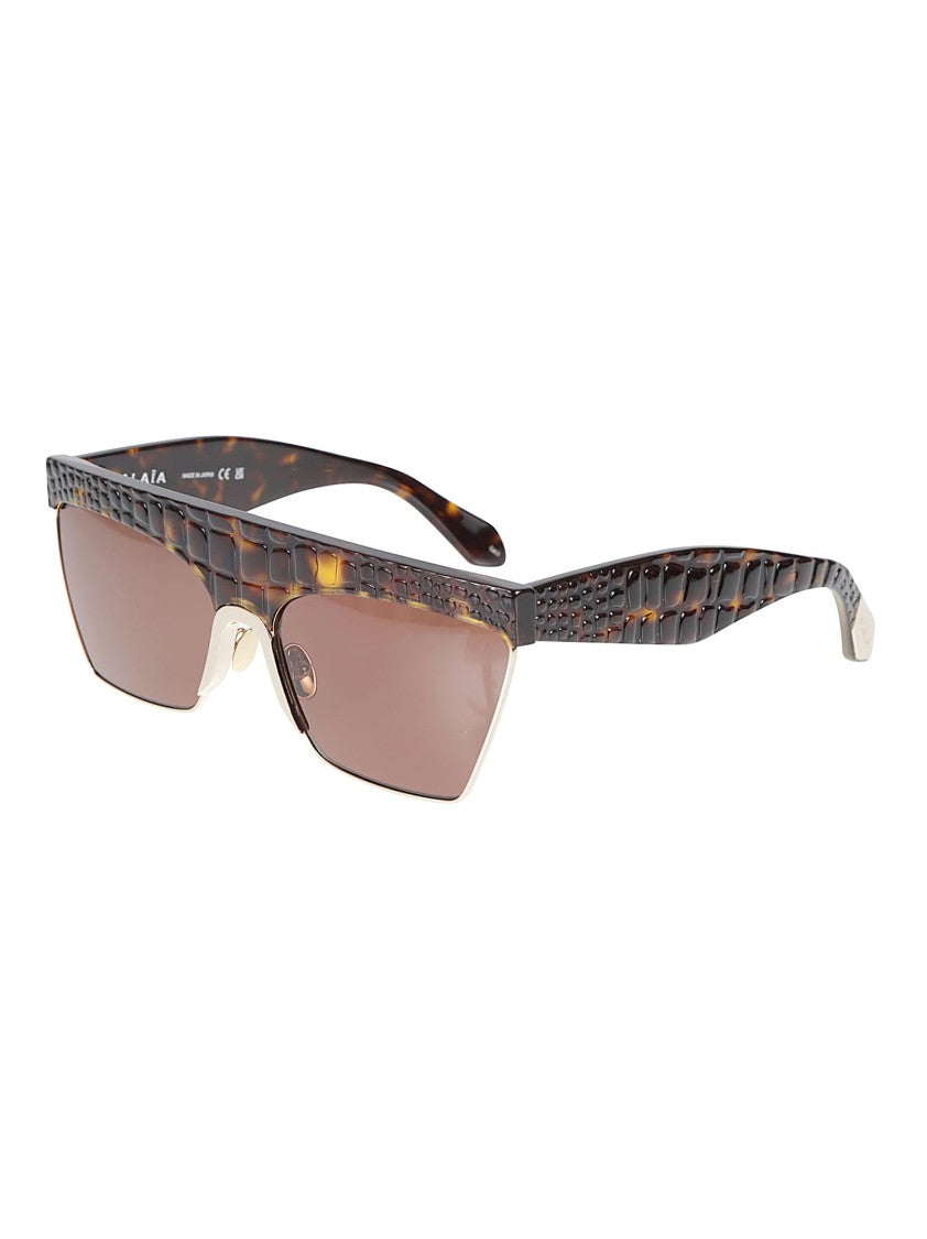 Alaïa Textured Rectangular Tortoiseshell Sunglasses