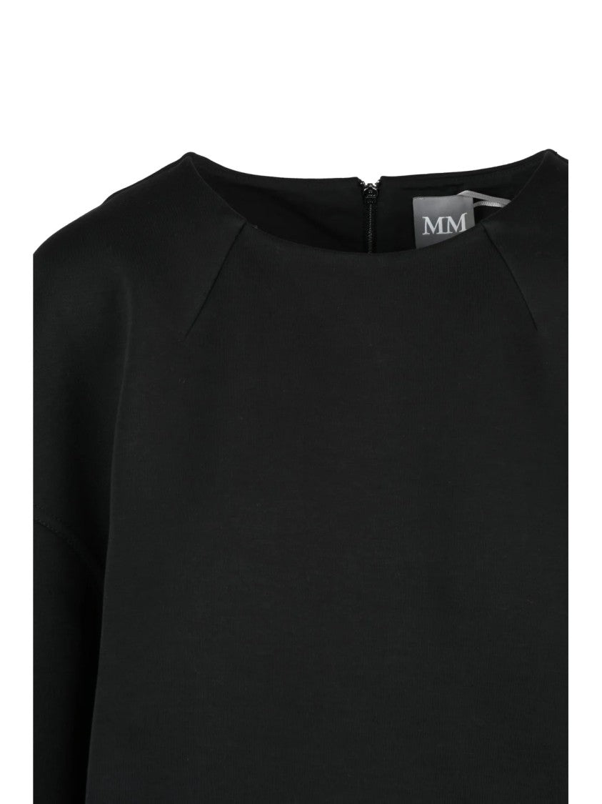Mm By Max Mara Black Crew Neck Back Zip Polyester Sweatshirt