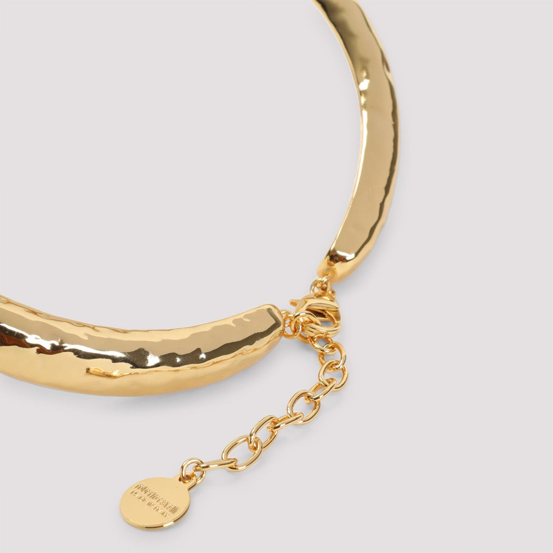 Roberto Cavalli Snake-Inspired Brass Necklace With Gemstone Accents