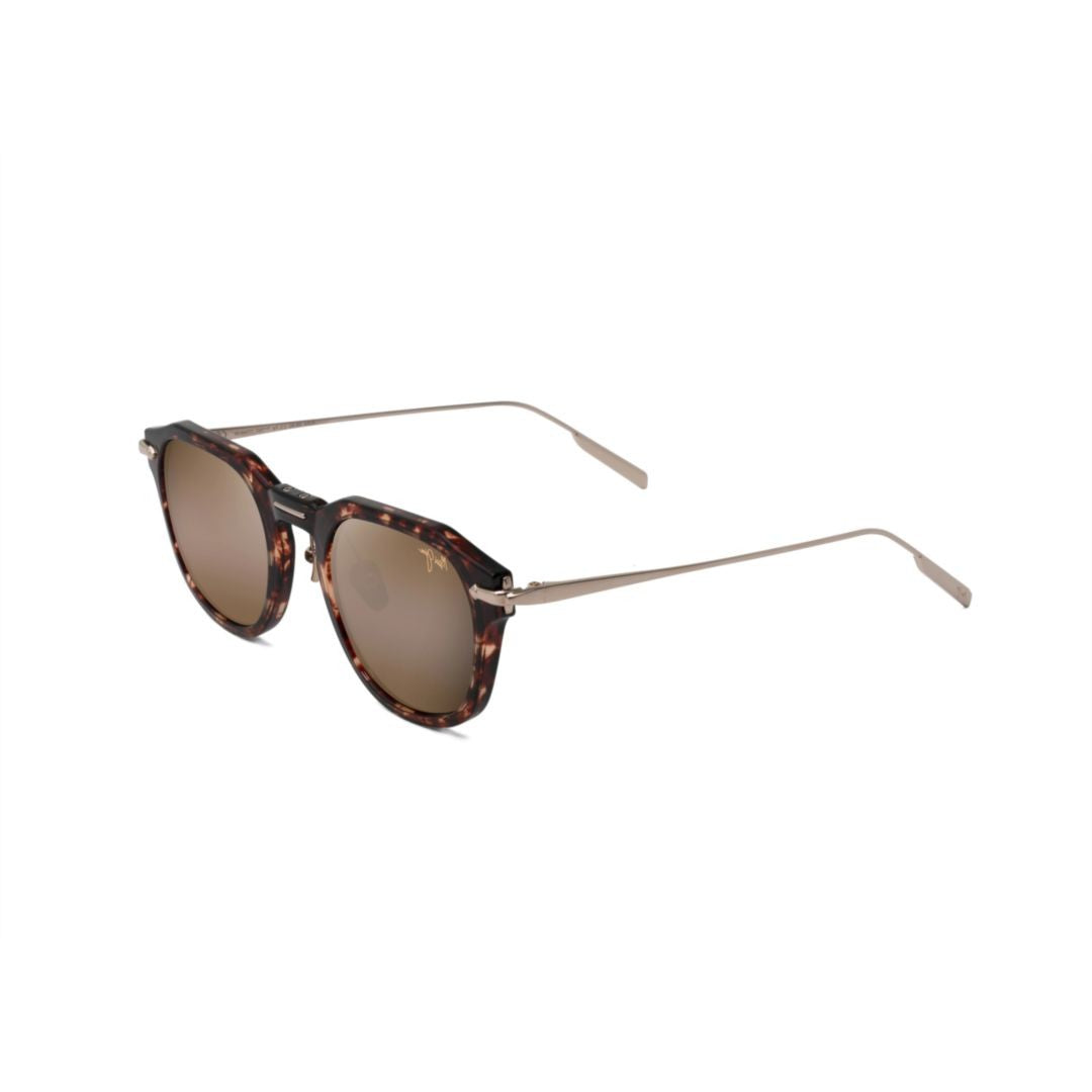 Maui Jim Alika Classic Square Tortoiseshell Sunglasses With Metallic Temples