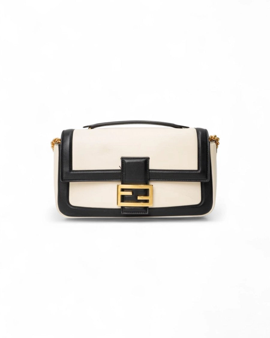 Fendi Baguette Chain Small Bicolor Cream